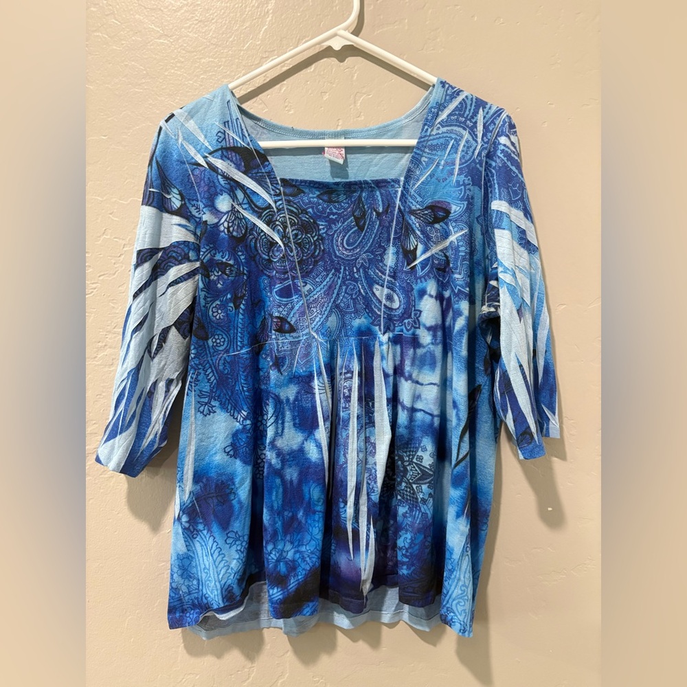 Bobbie Brooks Blue 3/4 Sleeve Blouse